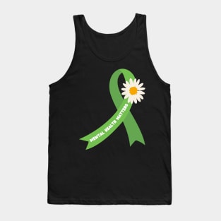 mental health matters green ribbon with daisy Tank Top